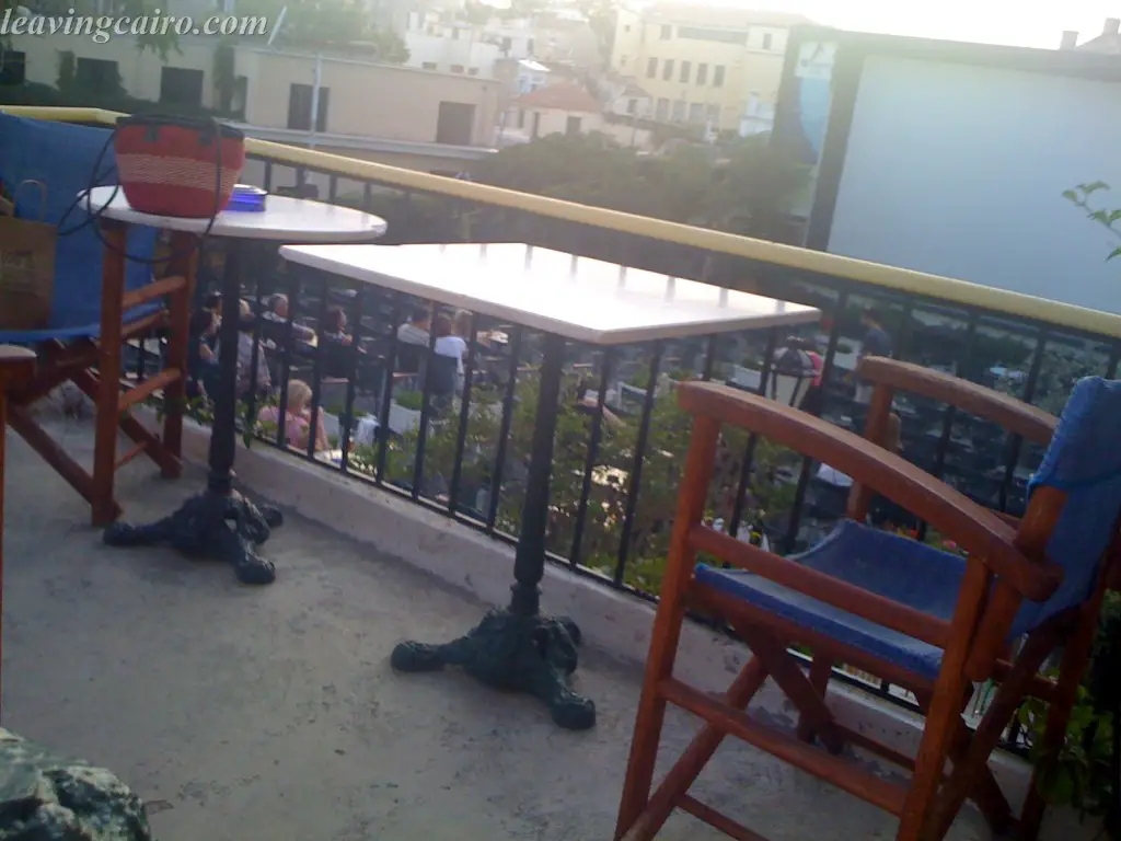 At Cine Paris near the Acropolis, get there early enough & you'll get your own private balcony!
