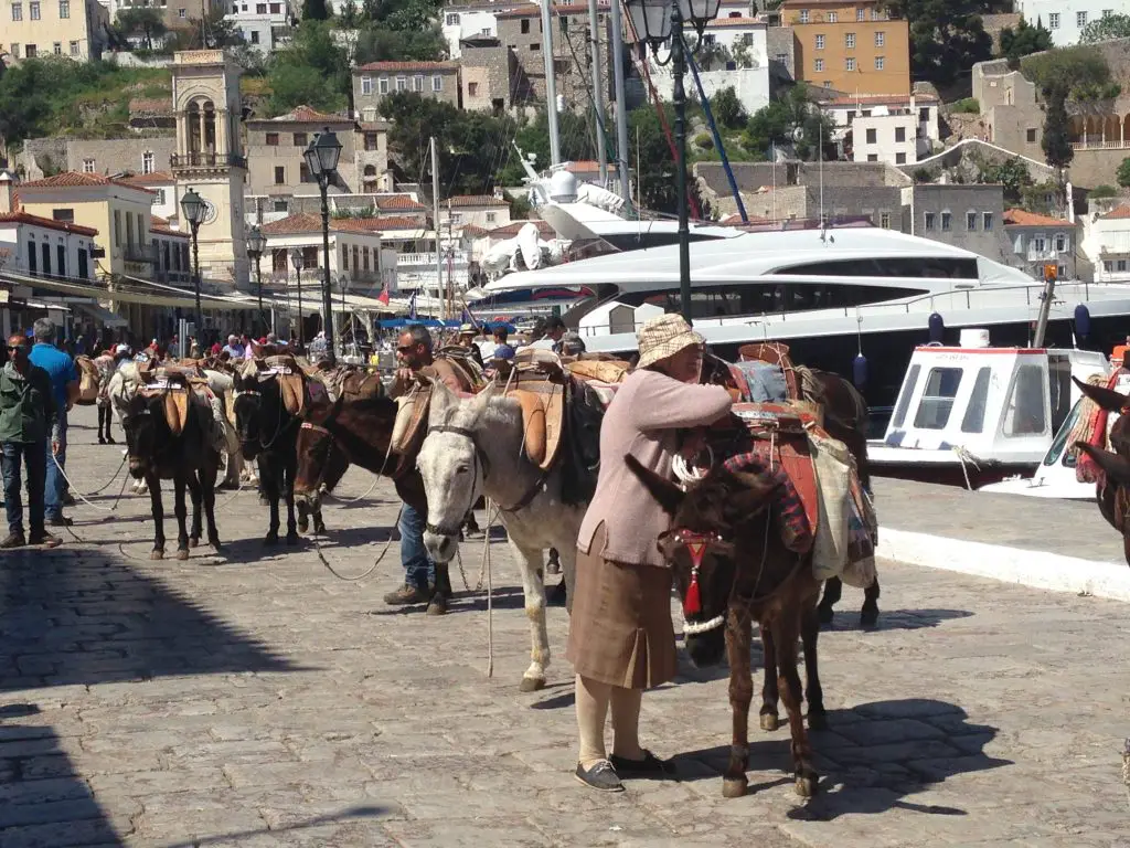 Locals with their donkeys on Hydra - Athens One Day Cruise