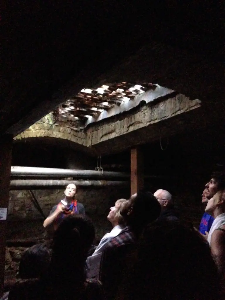 Standing under the glass with our tour guide on the Seattle Underground tour