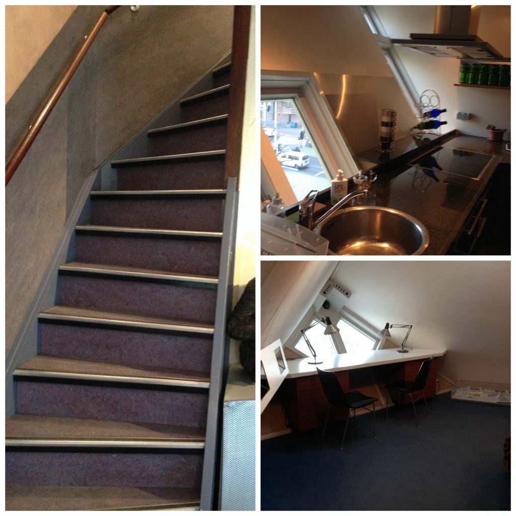 Steep stairs, Kitchen and Living are of Cubehouse