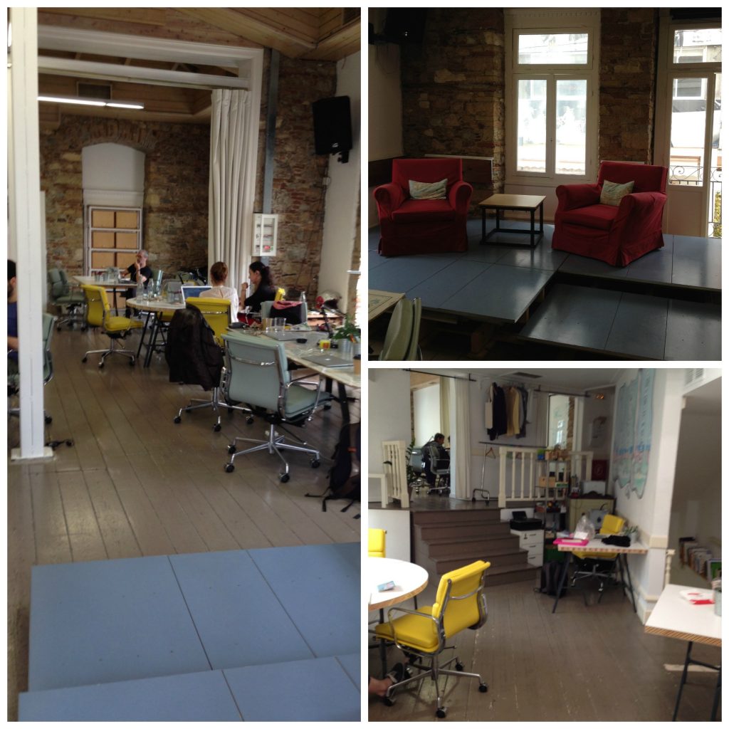 Co-working space inside Impact Hub Athens