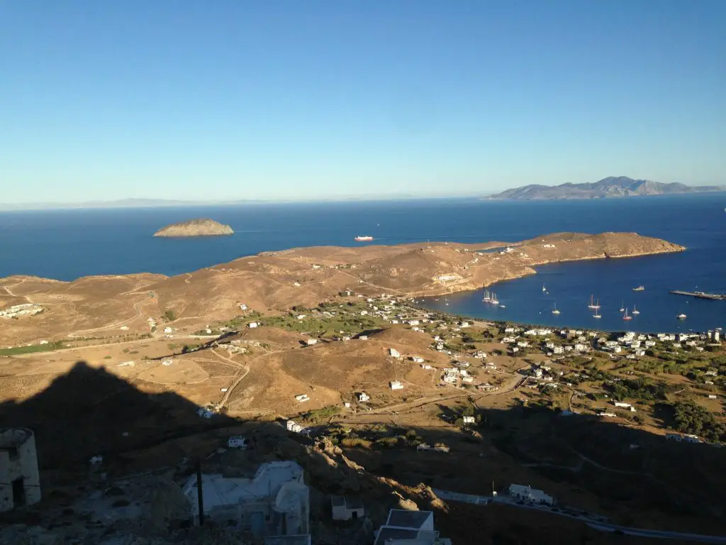 Drive up to the Hora of Serifos with views out across the island