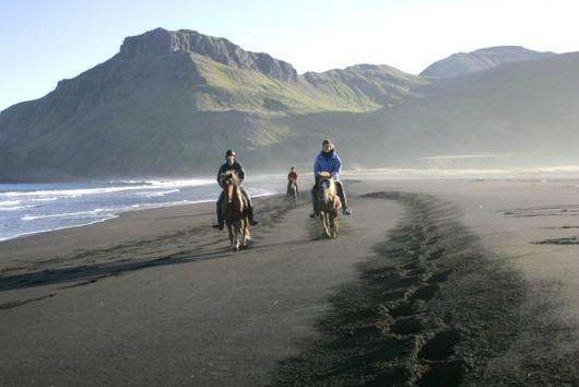 Horse riding along Husey Beach - Iceland Source