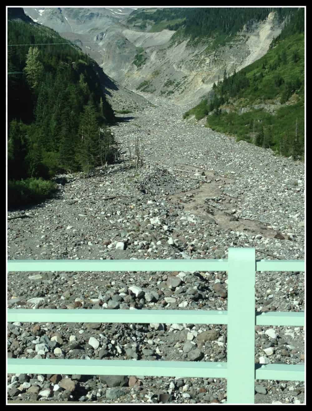 The river at Mt Rainier National Park was just a trickle - the shingle area should have been completely covered with water