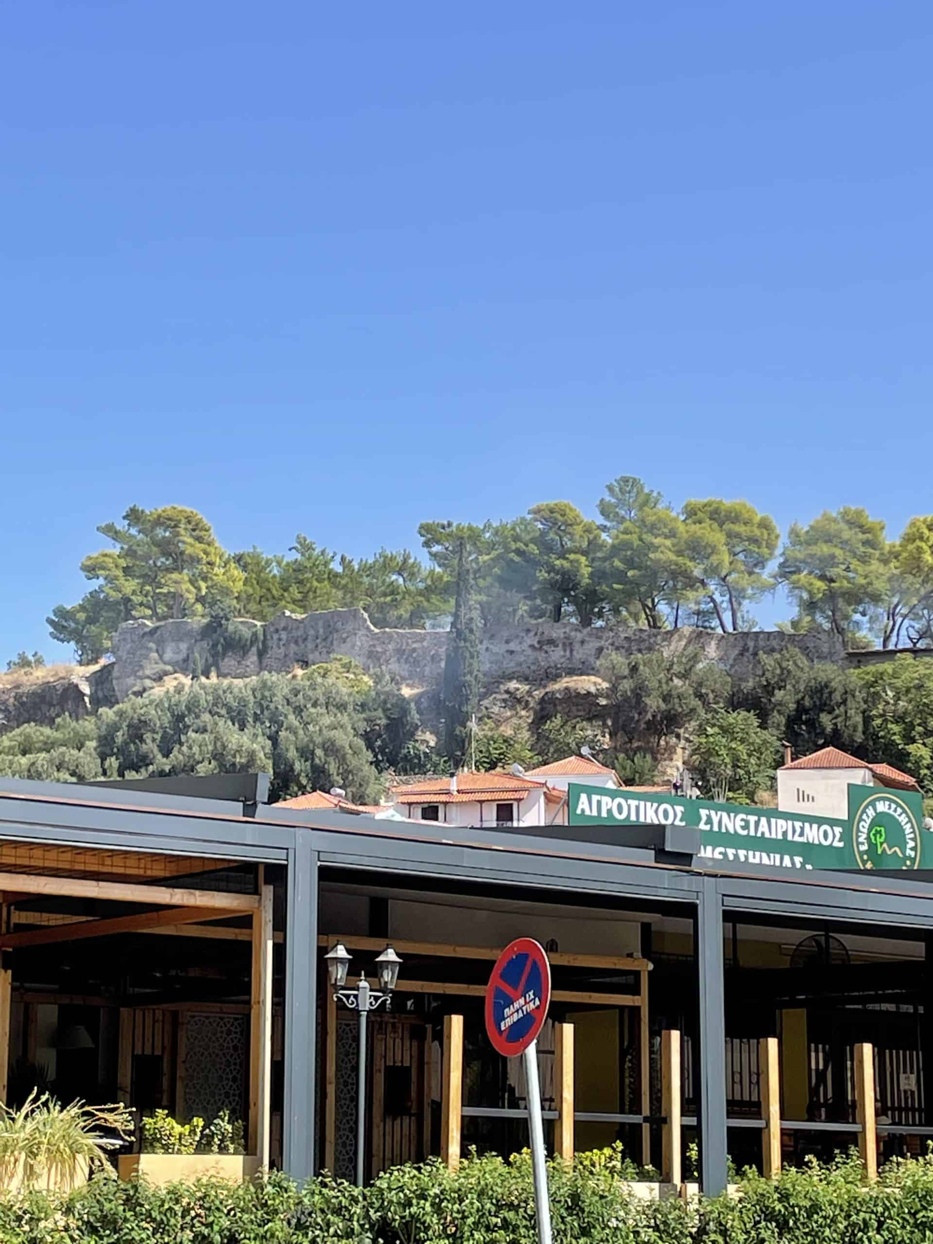Kalamata castle walls by the market