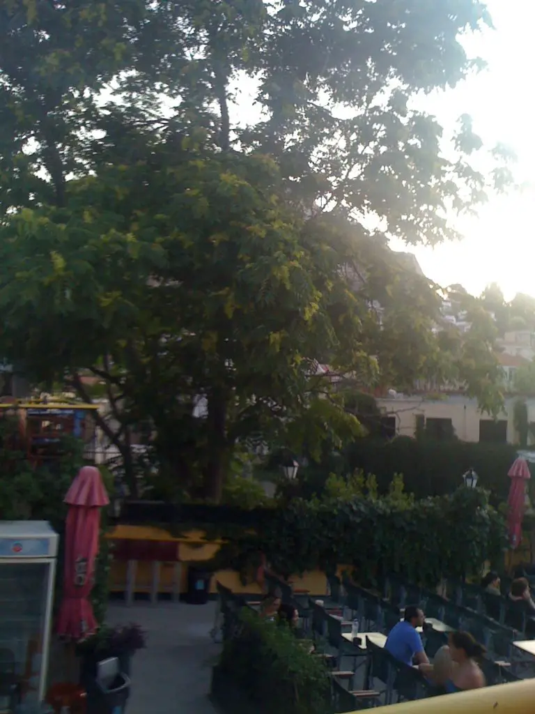 You can just about see the Acropolis. It's especially visable at night when it's all lit up