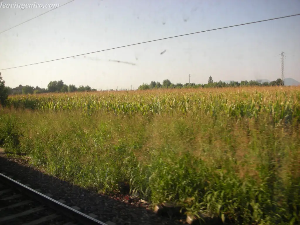 View as we trundle through the French countryside before dark