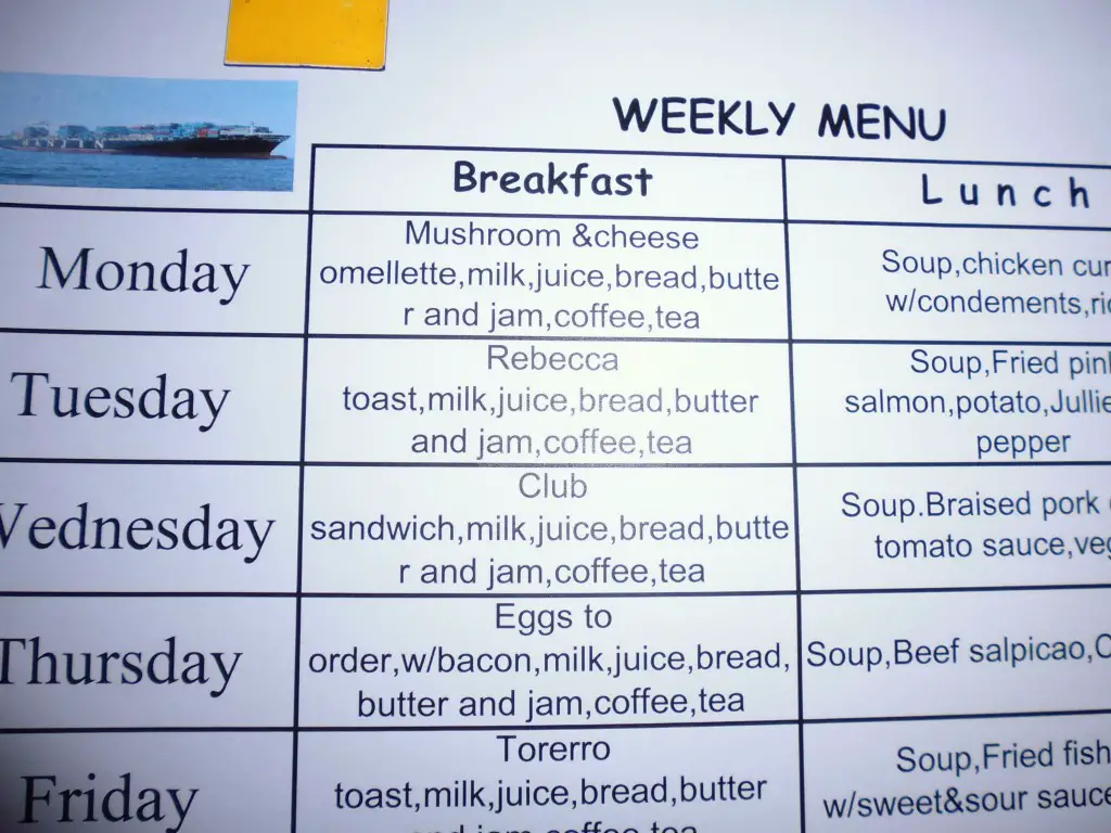 Example of menu - and I am on the Breakfast menu!