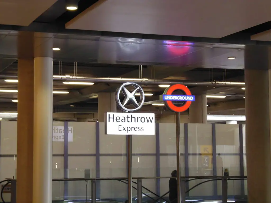 No way of getting lost - Underground and express train clearly indicated into LHR Terminal Two - the Queen's Terminal. Life Beyond Borders