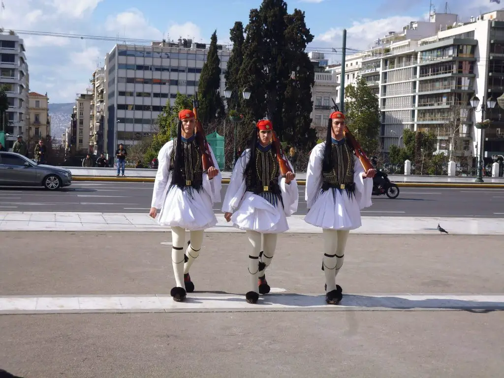 Evzone soldiers in Greece coming to the Greek Parliament - to guard the Tomb of the Unknown Soldier - Life Beyond Borders