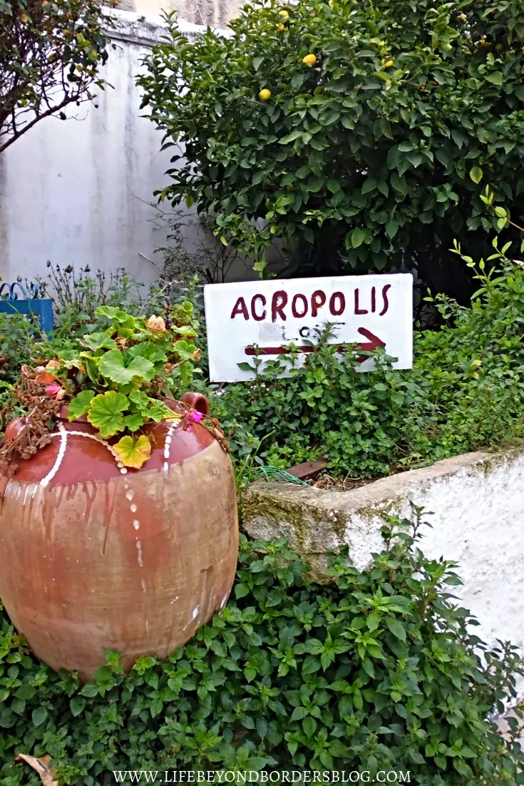 Tiny streets of Anafiotika in Plaka district of Athens: the way to the Acropolis. Life Beyond Borders