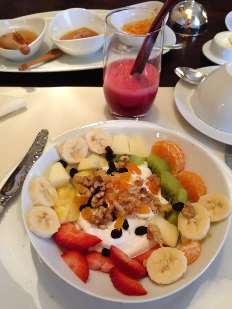 Yogurt and fruits for breakfast Kokkini Porta Rossa Hotel - Rhodes