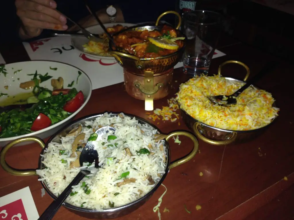 Delicious dishes at the Red Elephant Indian Restaurant. Yes, I made a mess!