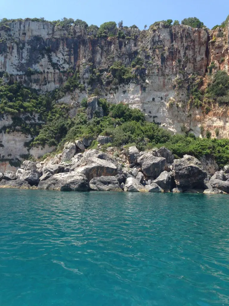 Heading towards the Blue Caves in Zakynthos island, Greece. Crystal clear waters.