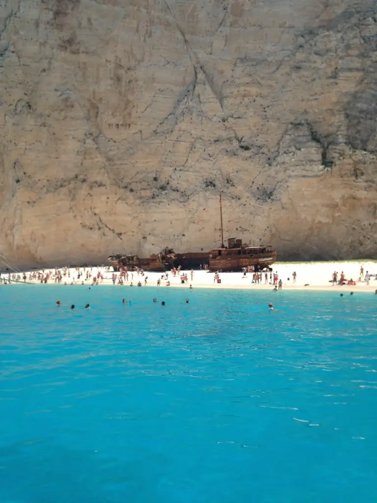 Approaching Navagio - or Shipwreck Beach in Zakynthos, Greece