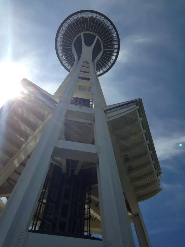 Waiting in line to visit the Space Needle in Seattle and looking up - soon I will be at the top. Life Beyond Borders