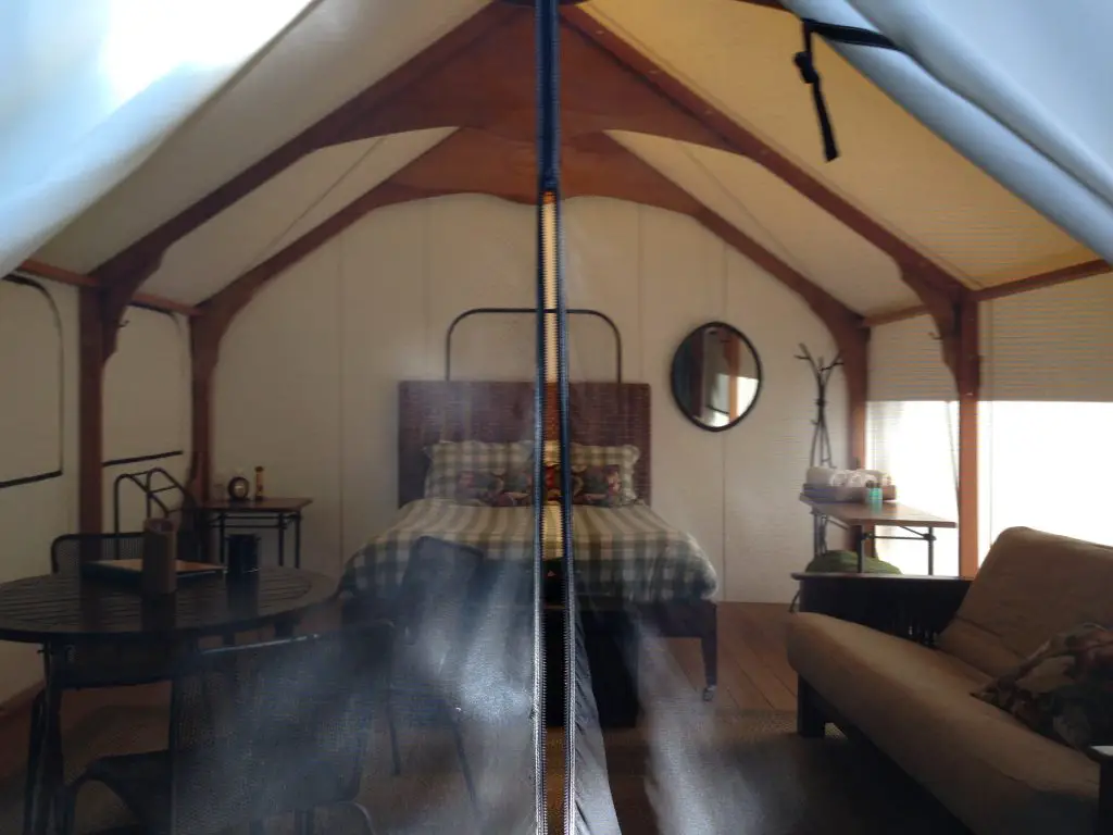 My glamorous canvas cabin when Glamping at Lakedale Resort on San Juan Island. LifeBeyondBorders