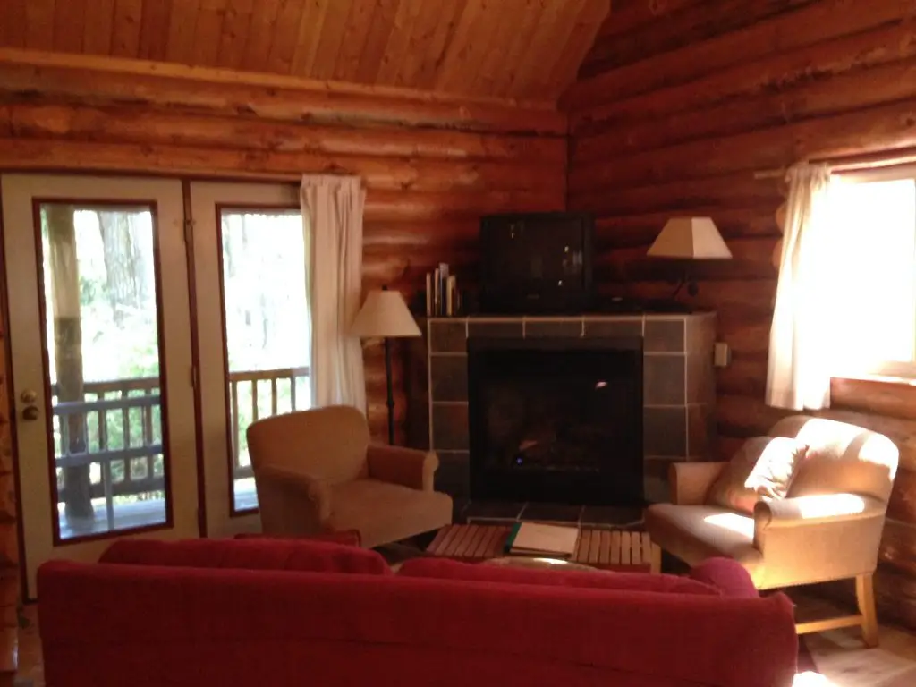 Interior of one of the Log Cabins at LakeDale Resort on San Juan Island, Pacific Northwest. LifeBeyondBorders