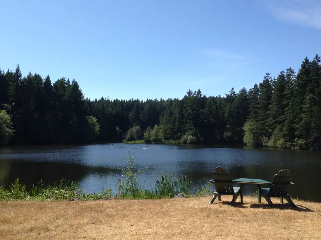 One of the three lakes at Lakedale Resort, San Juan Island. Glamping in the Pacific Northwest. LifeBeyondBorders