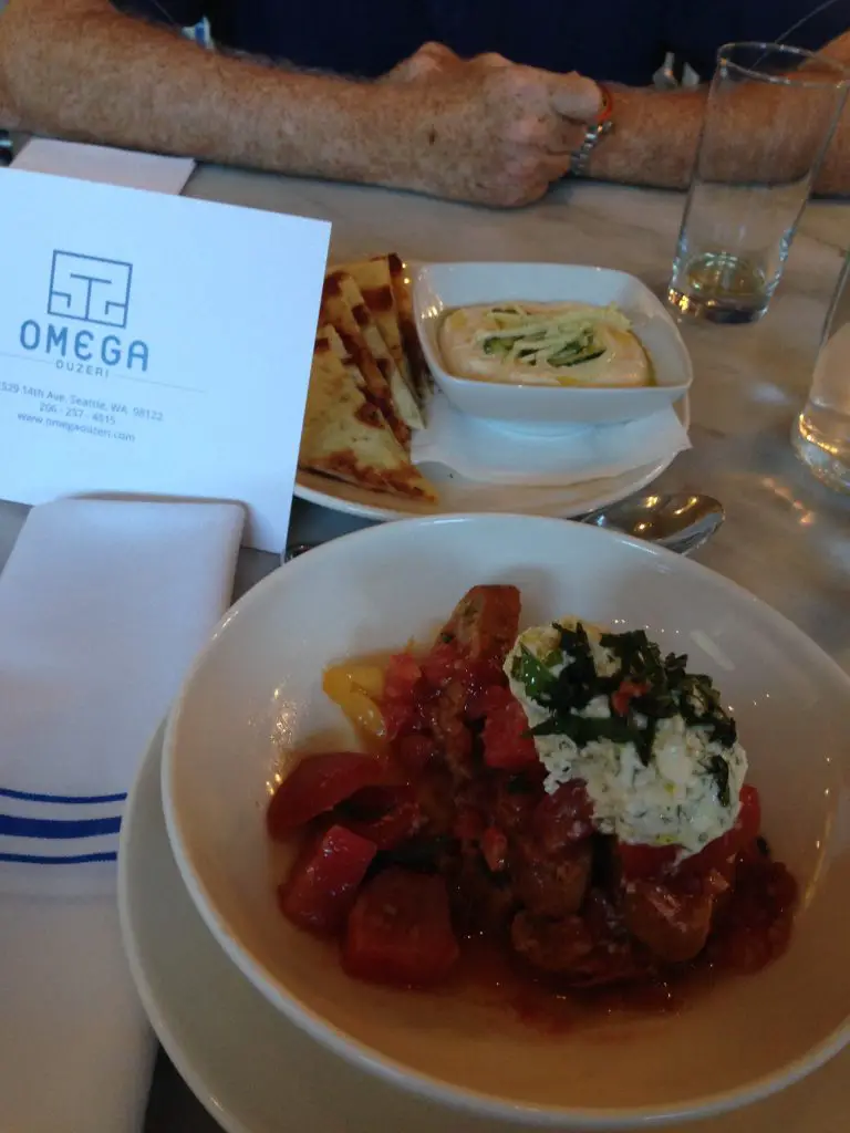 Delicious meze food at the Omega Ouzeri in Seattle