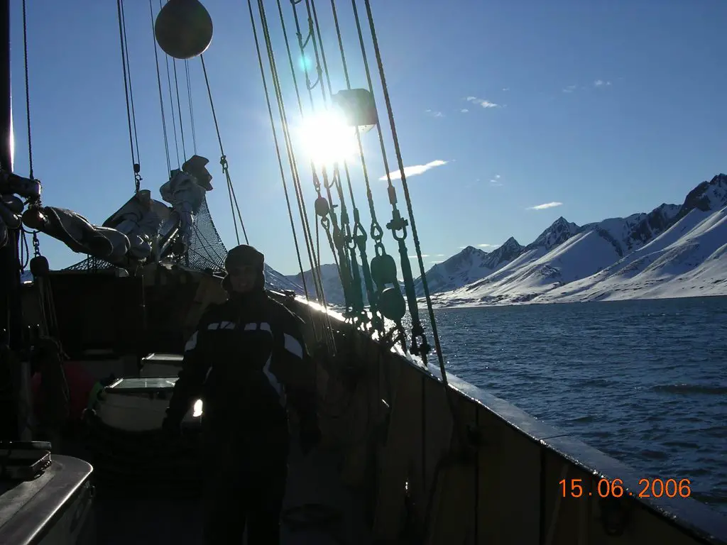 Bright sunshine on board the schooner