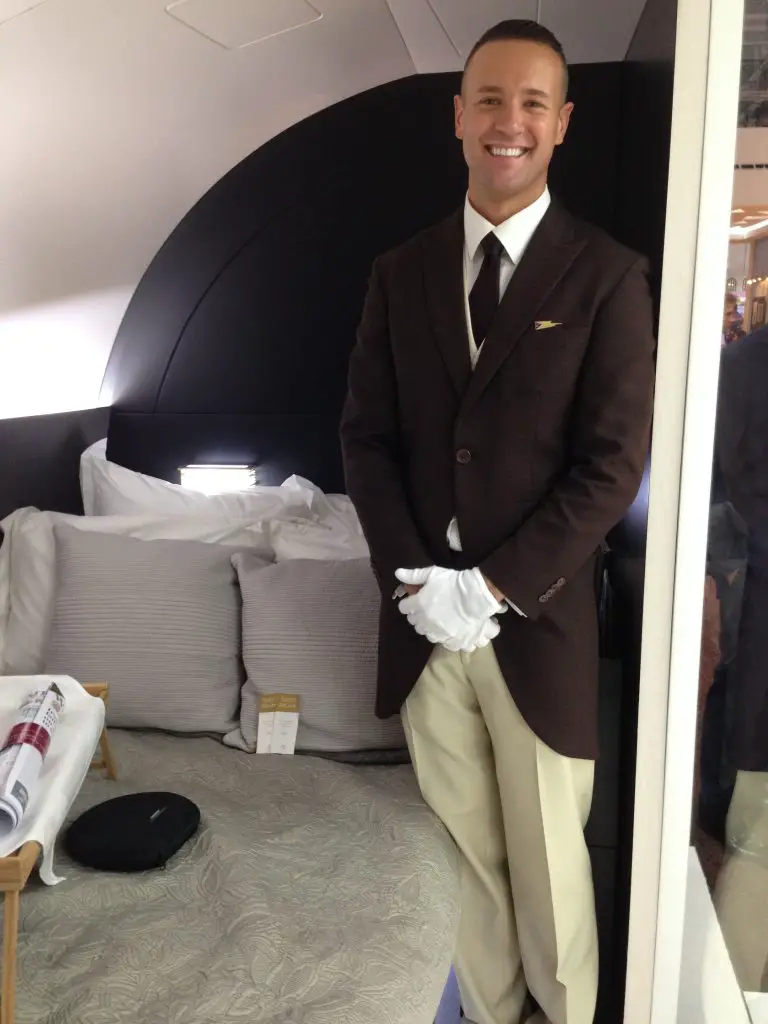 Personal butler Thomas shows me to my bedroom in The Residence on Etihad Airways