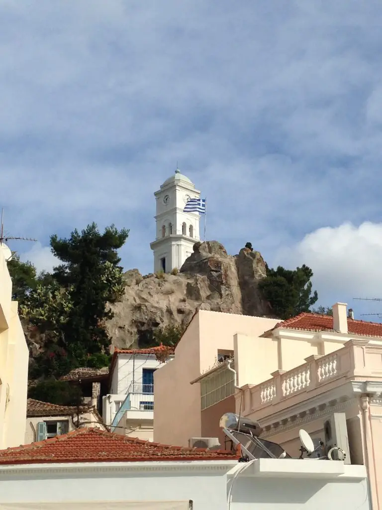 Clock Tower on Poros Island. Three Greek islands, one day. LifeBeyondBorders