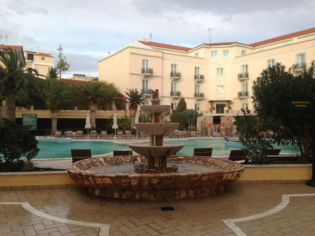 View of the outdoor pool at Thermae Sylla Spa Hotel - Evia