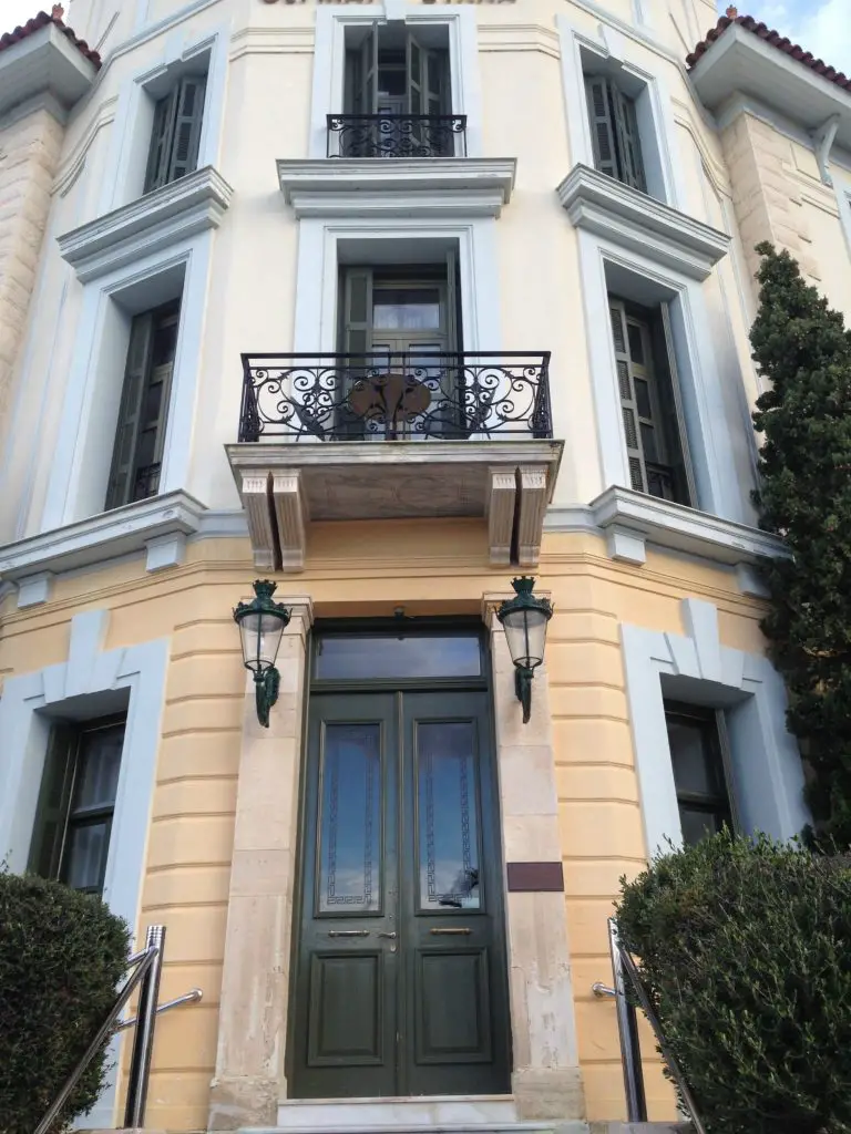 Grand entrance to the Thermae Sylla Spa Hotel on Evia