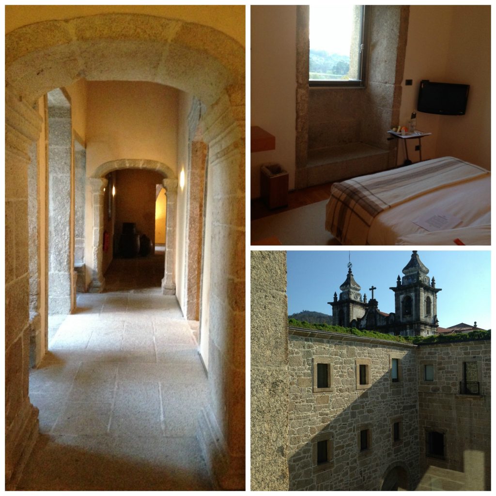 The corridor, bedroom and courtyard of Pousada Mosteiro de Amares in Portugal. Luxury accommodation. Life Beyond Borders