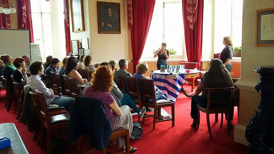 Jenny Kane Introducing me at the Tiverton Literary Festival