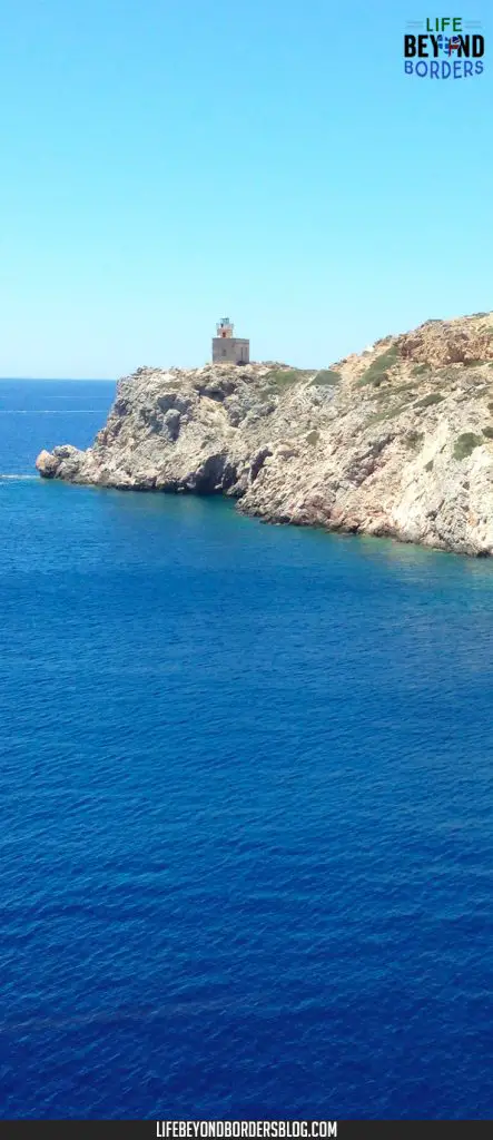 Entrance to Milos Harbour, Greece. 