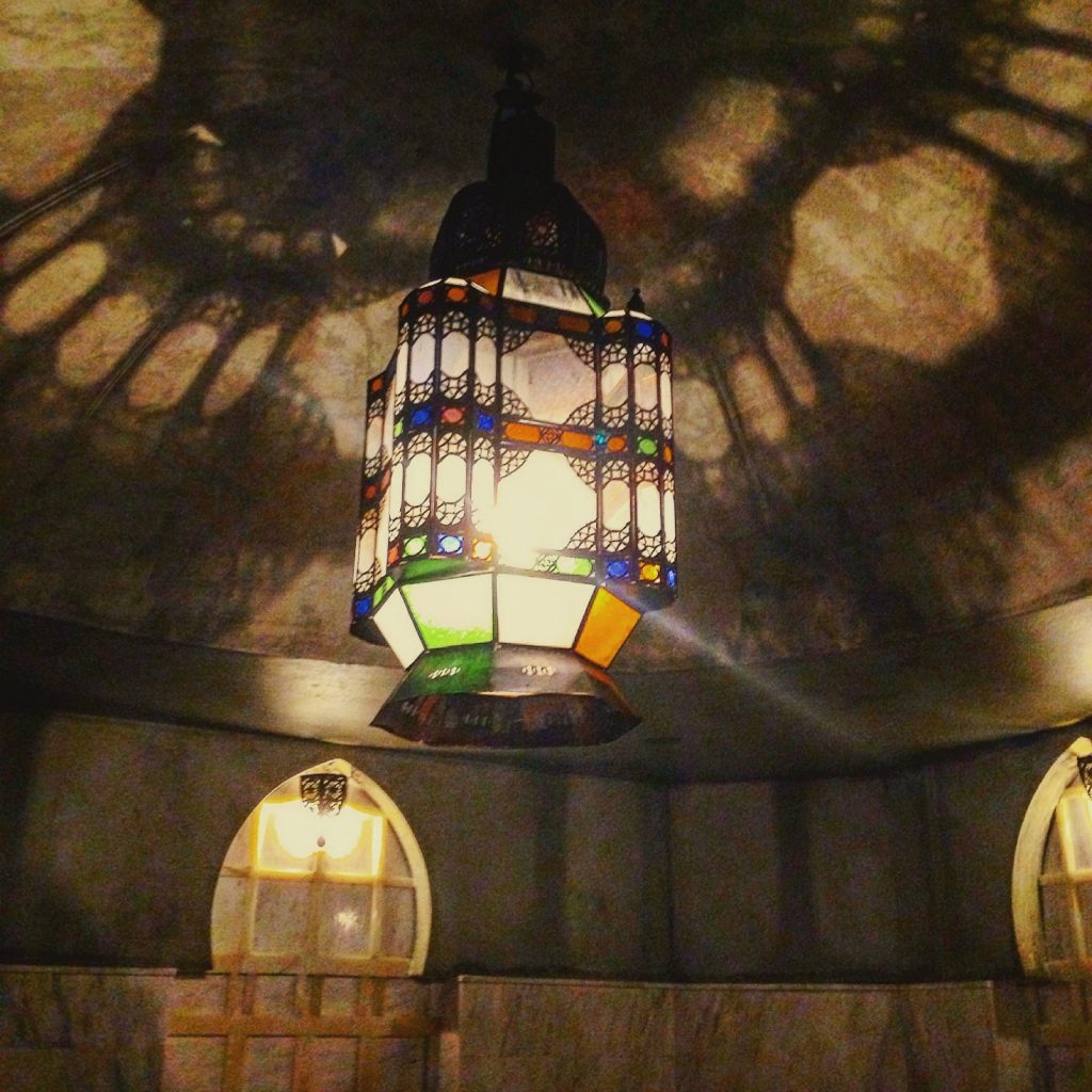 Gorgeous lighting inside the mist room of Al Hammam Turkish Bath - Athens