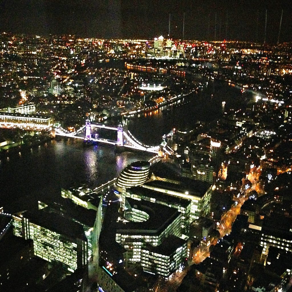 London at night from The Shard
