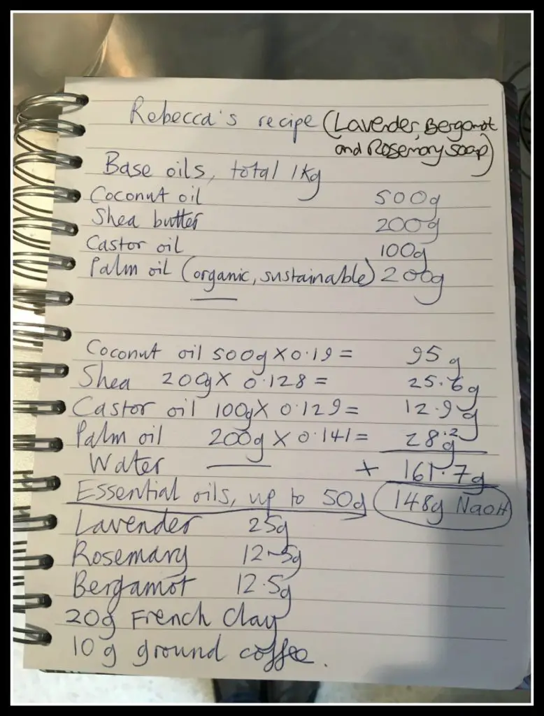Soapdaze Workshop - individual recipe