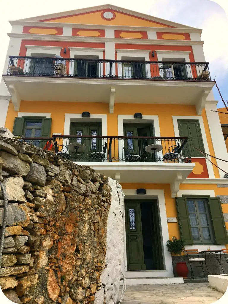 Facade of SYMI Thea Hotel Symi island Greece - Life Beyond Borders