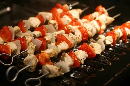 Chicken souvlaki photo - staple Greek diet. Life Beyond Borders