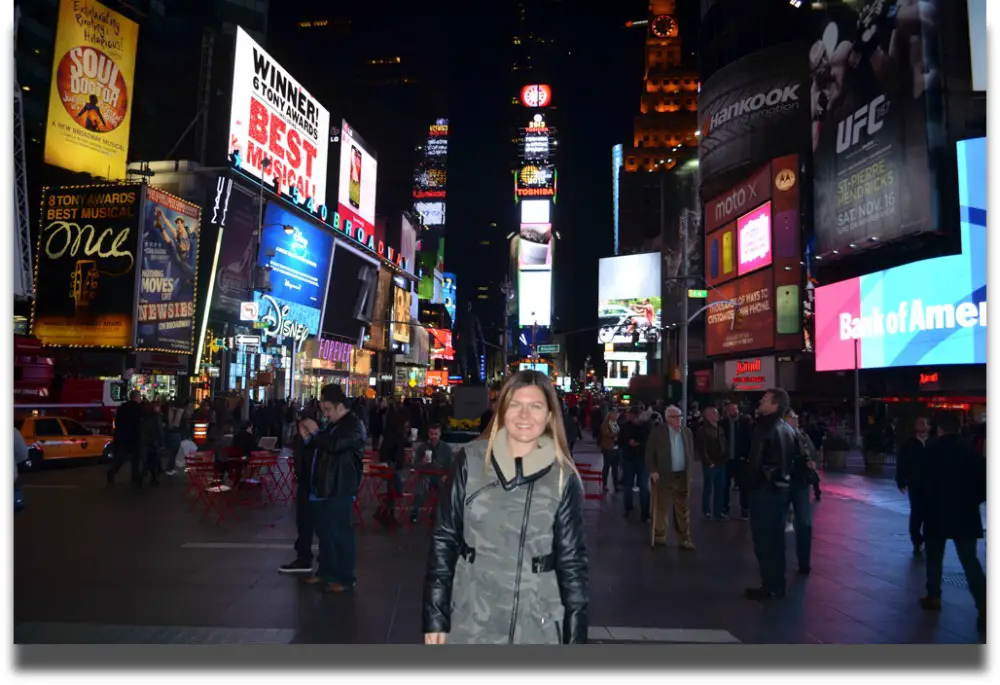 Elena in Times Square, New York. Image © Elena Sergeeva