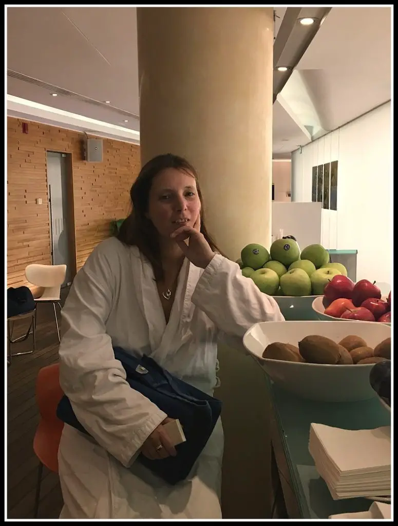 At the health bar at Hiltonia Spa - Hilton Hotel - Athens, Greece. Deciding what heathy juices to drink or fruit to eat. Life Beyond Borders