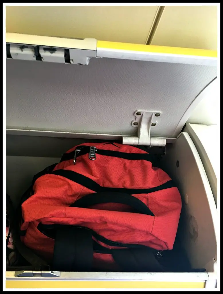 Hynes Eagle 40L Backpack fits nicely in RyanAir overhead compartment - LifeBeyondBorders