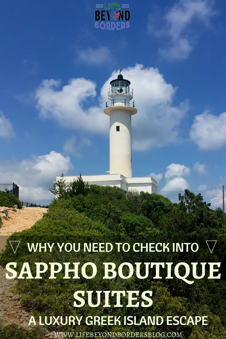 Why you should check into Sappho Boutique Suites - Lefkada island - Greece.<br /> Lighthouse at Cape Lefkas, where Sappho leapt to her death.